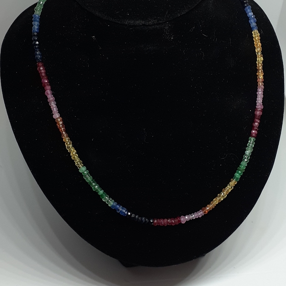 Sapphire necklace 925 sterling silver 52 carats - Picture 3 of 8